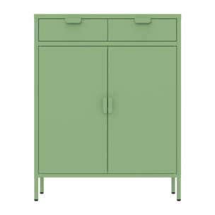 Credenza metallo 2 ante e 2 cassetti 80x38x110cm verde salvia - Pop