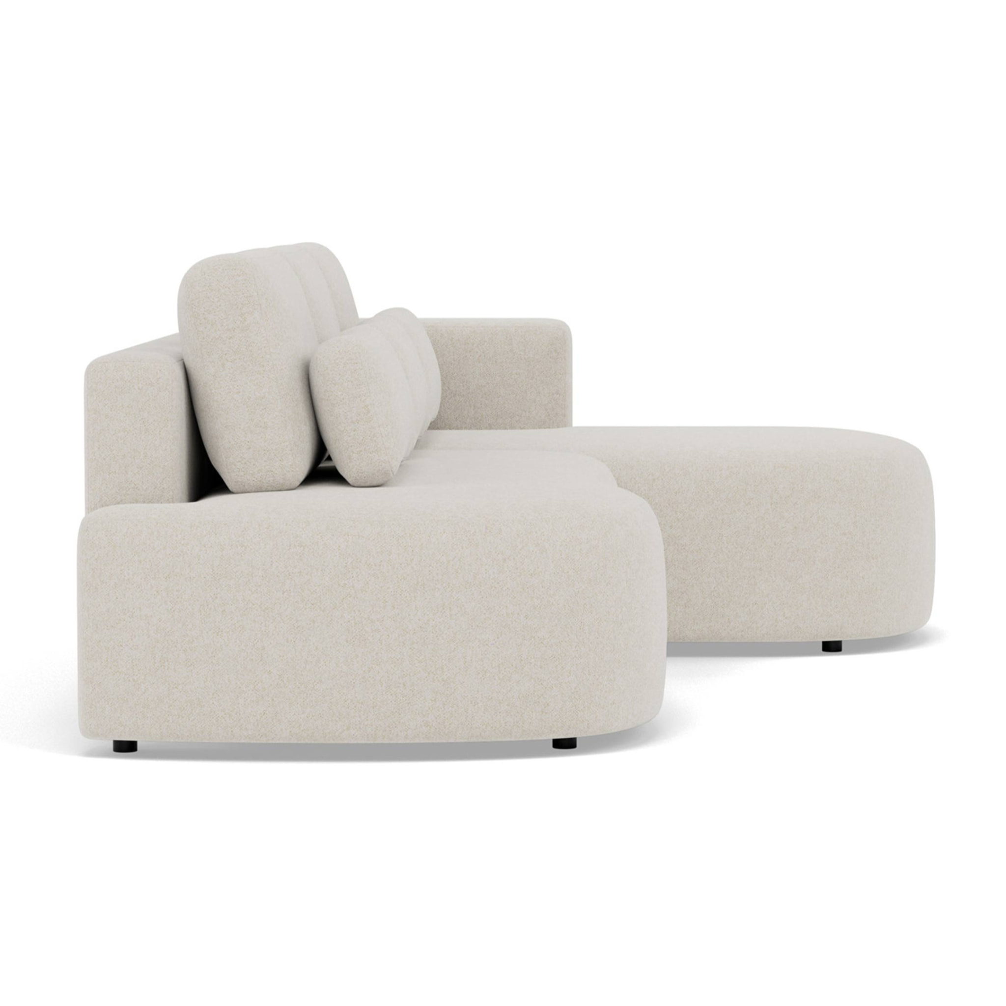 Mahina - canapé d'angle droit 4 places convertible avec coffre en tissu texturé - Beige