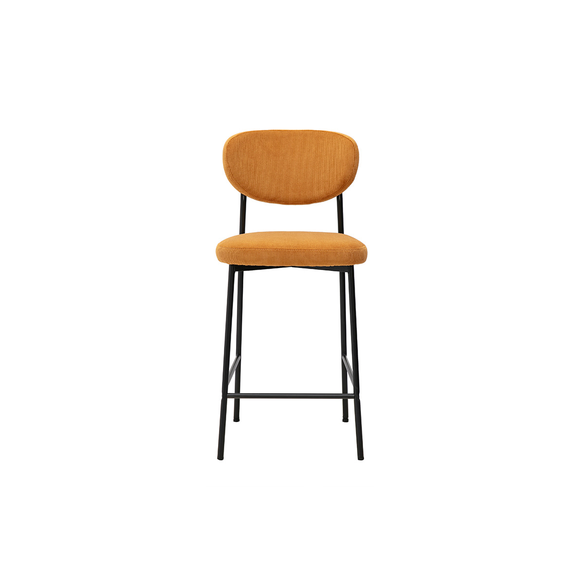 Tabourets de bar fixes en tissu velours côtelé jaune curry H65 cm (lot de 2) BREKA