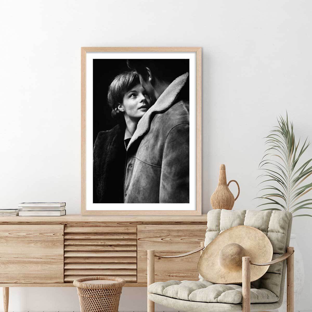 Affiche célébrité Romy Schneider et Alain Delon Affiche sous cadre bois