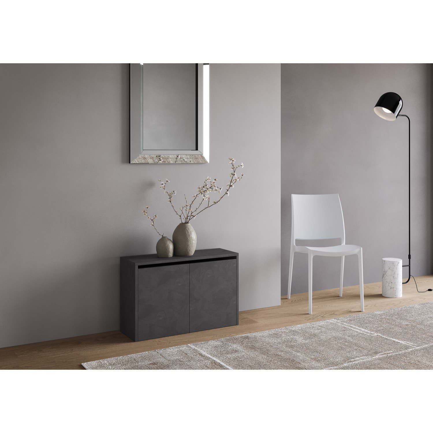 Panca inferiore allungabile 26x72/300 cm Evolve Antracite Spatolato allunghe interne