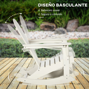 Silla Mecedora de Jardín de Estilo Adirondack para Patio 73,5x93x91,5 cm Blanco