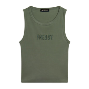 Canotta Cropped con logo FREDDY ricamato