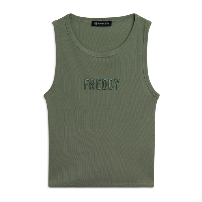 Canotta Cropped con logo FREDDY ricamato