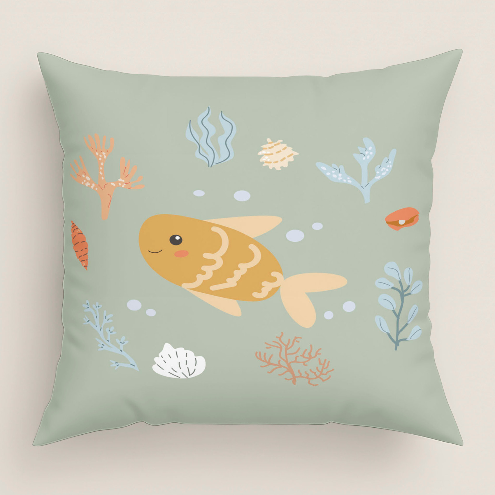 Cool Kids - Funda de Cojín Estampado - Con Cremallera - Sin relleno - 100% Algodón - Ocean Life