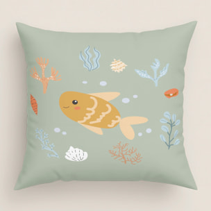 Cool Kids - Funda de Cojín Estampado - Con Cremallera - Sin relleno - 100% Algodón - Ocean Life