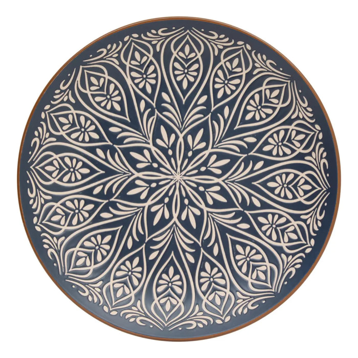 lot de 6 Assiettes plates Ines D27cm bleu