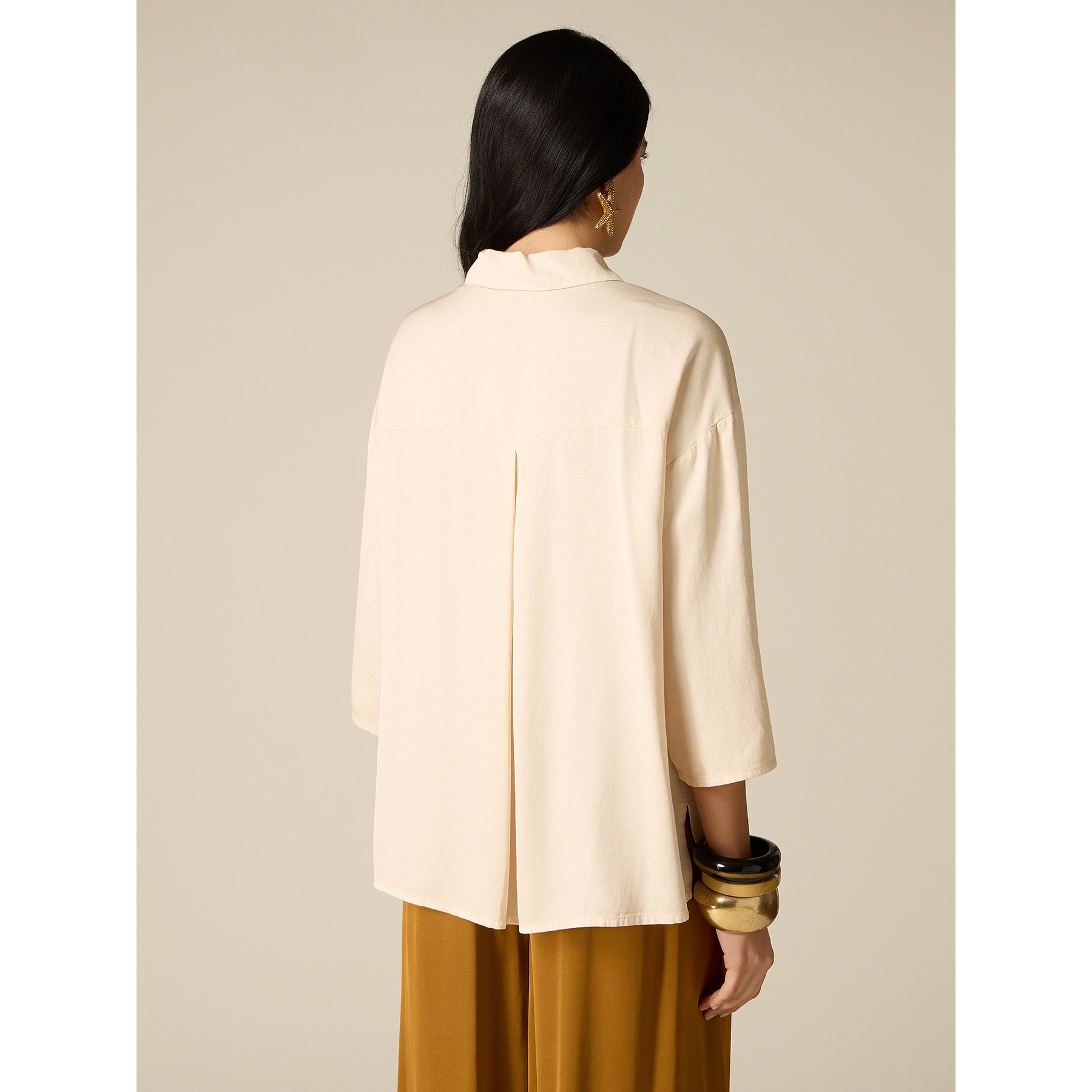 Oltre - Camisa fluida mezcla viscosa - Beige