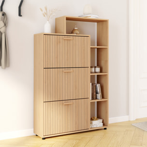 Meuble chaussures Faustine 3 portes + étagères - 18 paires