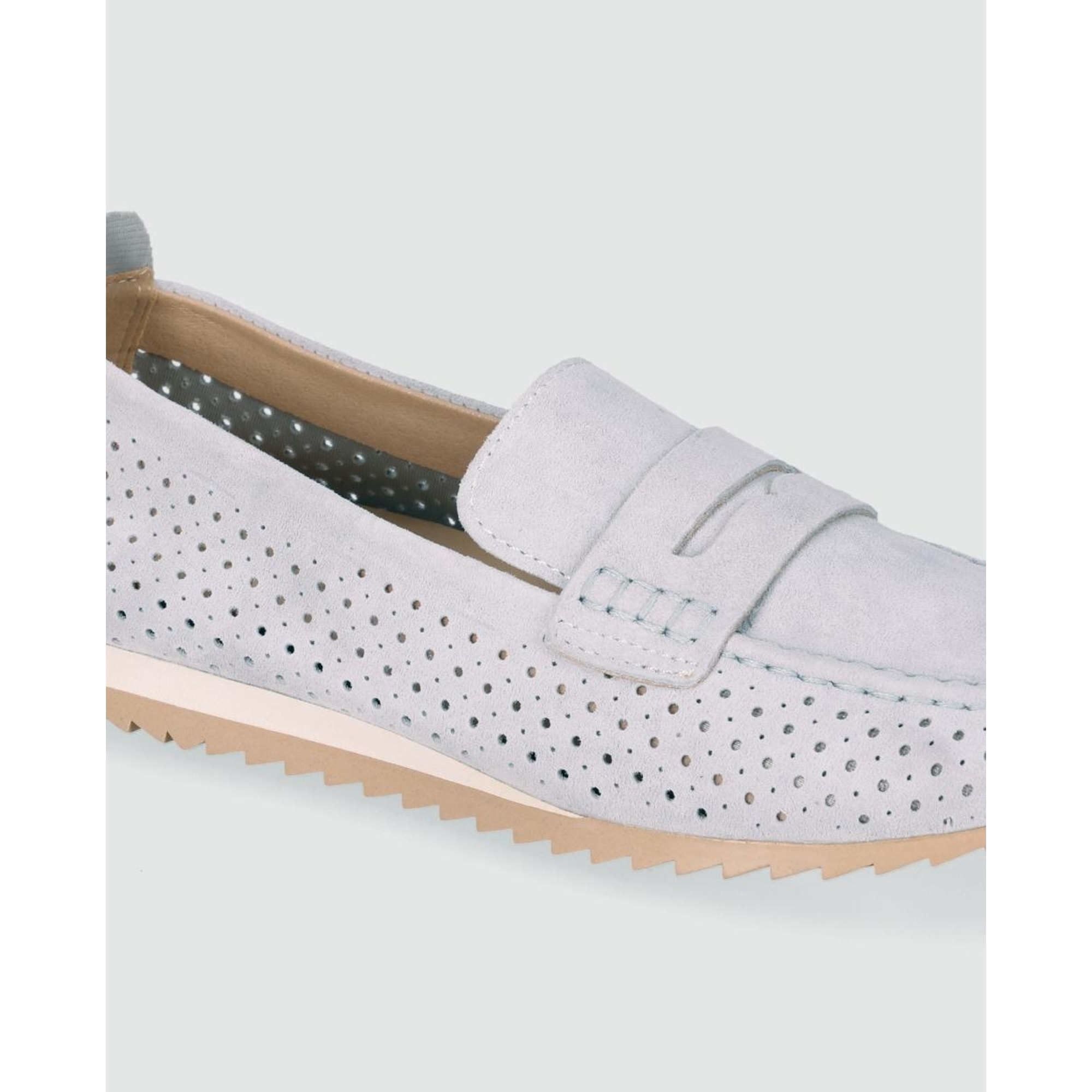 Zapatos de Serraje - Azul - Tacón: 1 cm