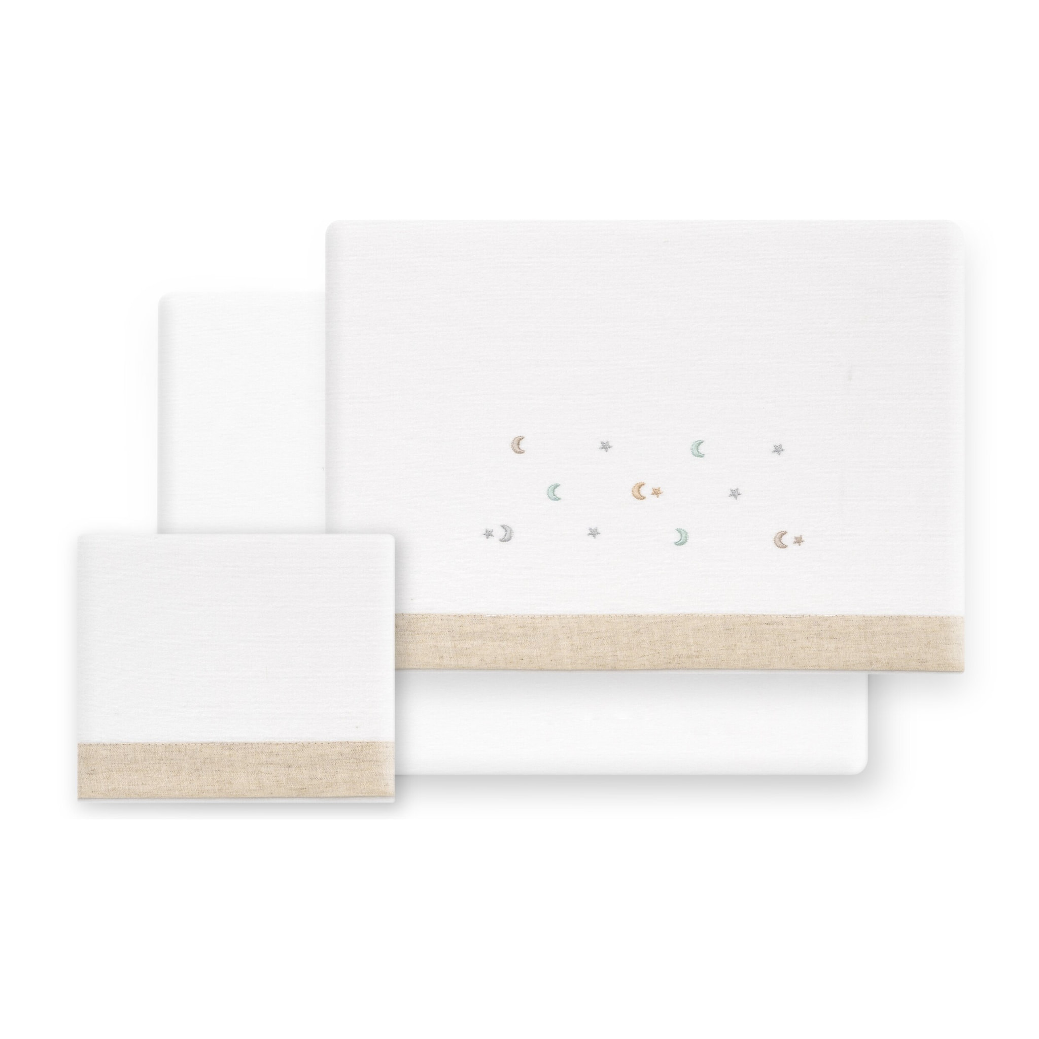Triptico Coche Franela Estrella Luna Multicolor Bco/Beig