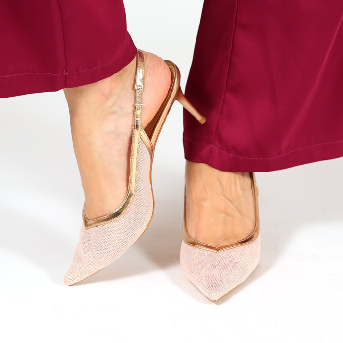 Dècolletè in simil pelle brillantinati