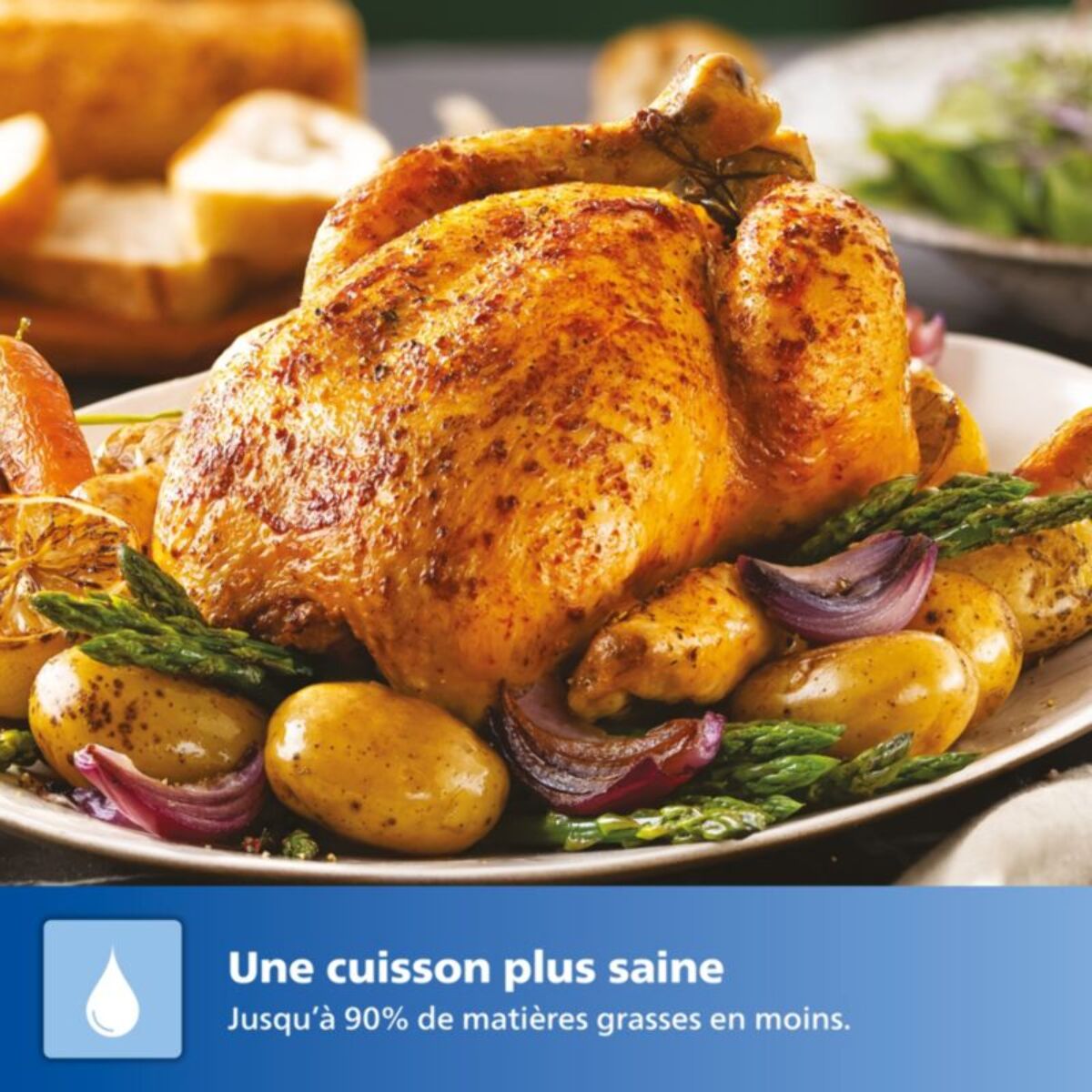 Airfryer PHILIPS NA352/00 Friteuse sans huile double panier Noir/Doré, Série 3000 9L (3+6L)