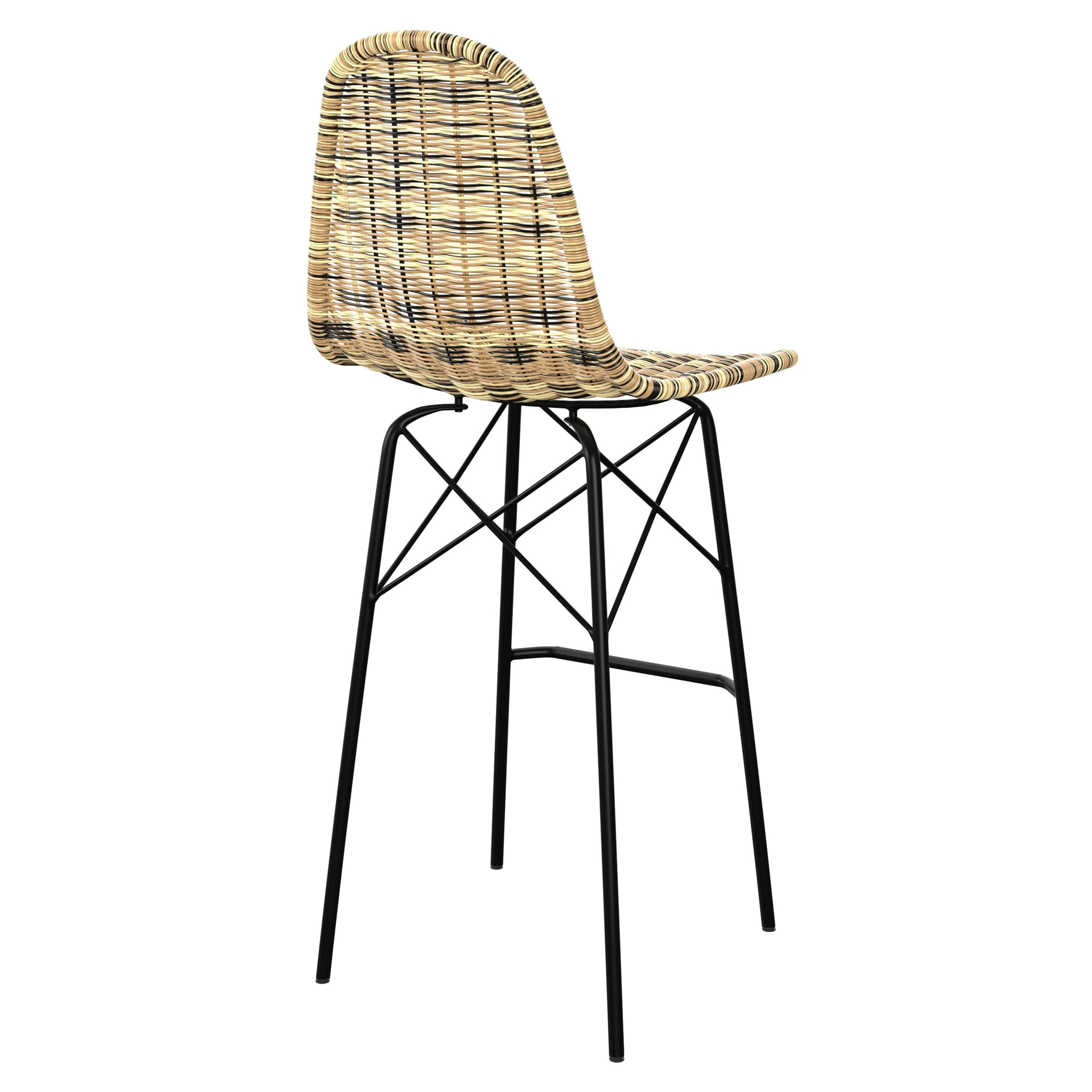 Lot de 2 chaises de bar de jardin 76 cm en résine tressée marron - Tiptur
