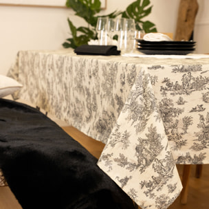 Nappe toile de Jouy rectangulaire plastifiée - Gris Foncé
