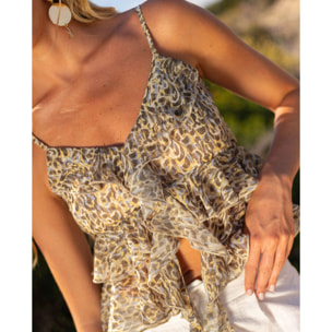 Top de mujer fluido con tirantes ajustables y abertura delantera