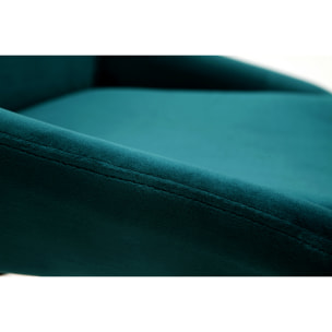 Chaises design en tissu velours bleu pétrole et métal noir (lot de 2) HOLO