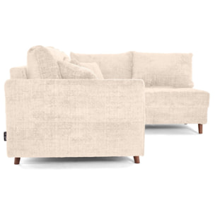 Rune - canapé d'angle droit 4 places en velours texturé - Beige