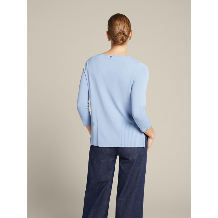 Elena Mirò - Maglia con coste alte - Azzurro