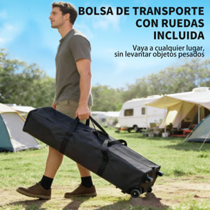 Carpa Plegable Pop-up Gazebo 4x4 m, Cenador Plegable con Bloqueo Central, UPF50+, Altura Ajustable, 4 Bolsas de Arena y Bolsa de Transporte con Ruedas, para Camping, Fiestas, Beige y Café