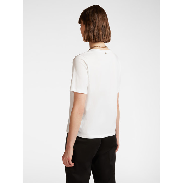 Elena Mirò - camiseta con bordado - Blanco