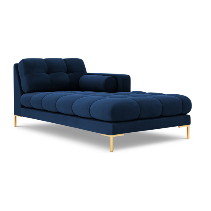 Méridienne droite "Bali" en velours bleu roi