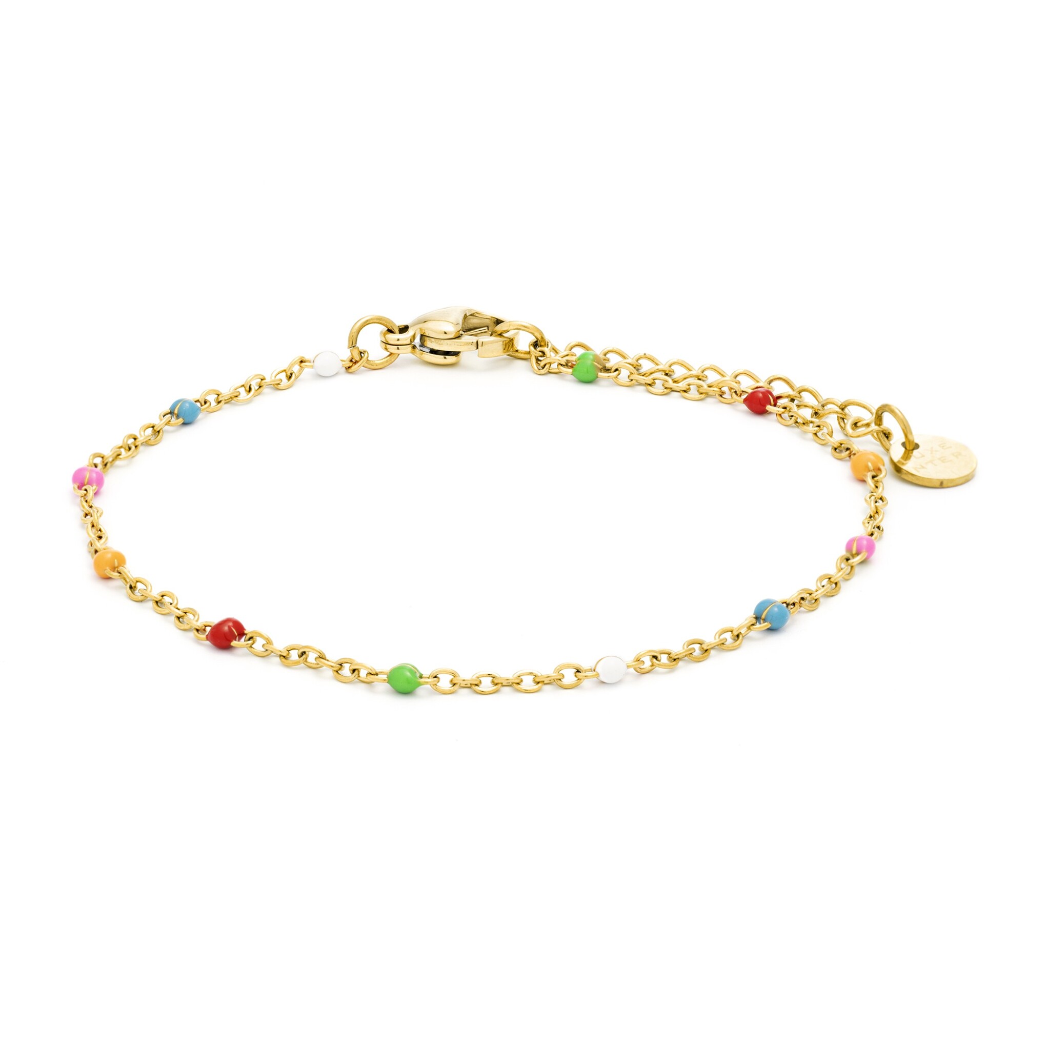 Pulsera de Cristal Multicolor acabada en oro amarillo de 18k
