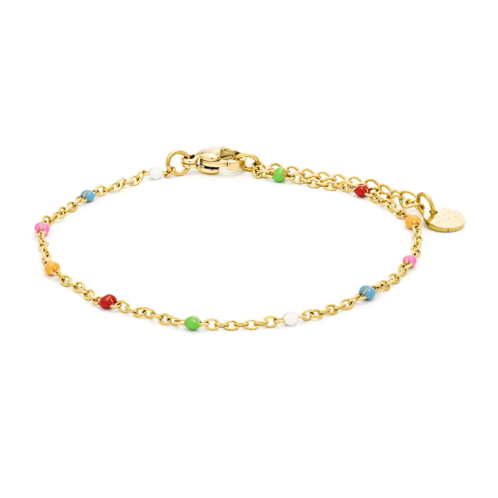 Pulsera de Cristal Multicolor acabada en oro amarillo de 18k