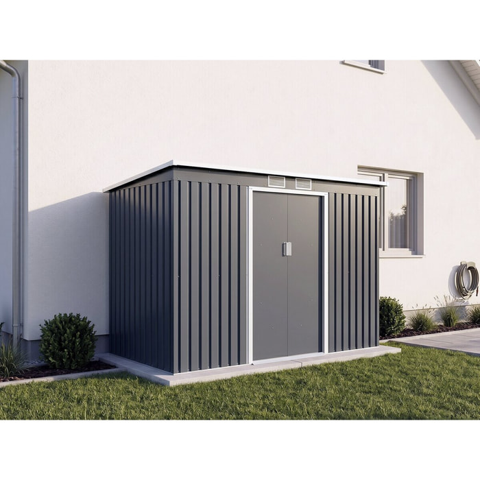 Abri de jardin en métal avec toit monopente "Orlando" - 3,64 m² - Gris