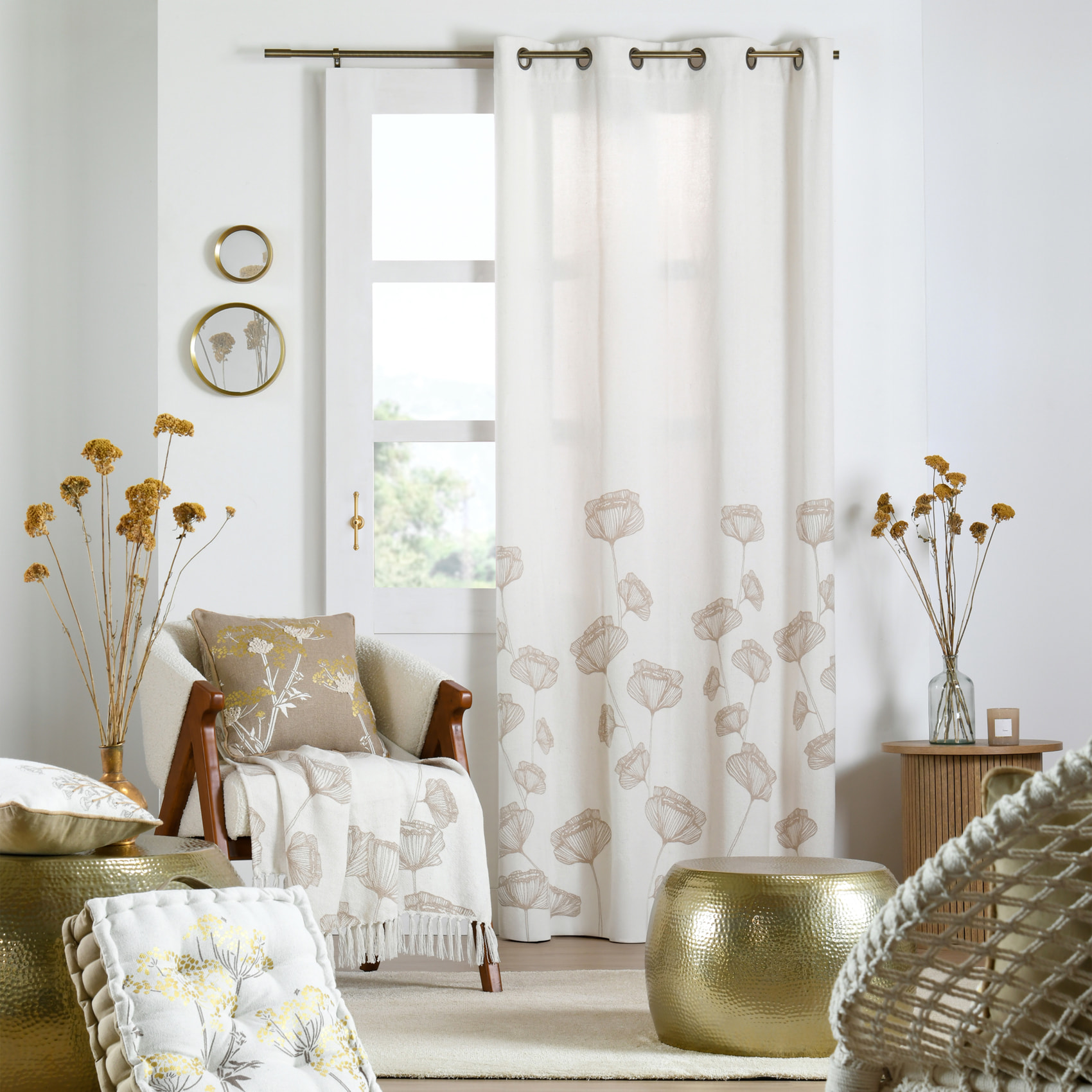 Rideau végétal aux lignes douces et élégantes - Naturel