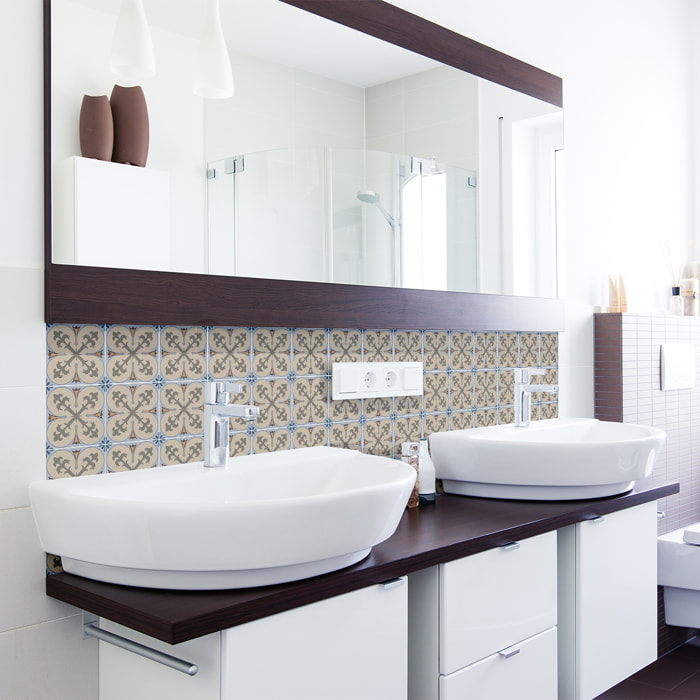 Stickers muraux - Sticker Mural Carrelage adhésif Cuisine Salle de Bain - 24 STICKERS CARRELAGES AZULEJOS ZEPETO