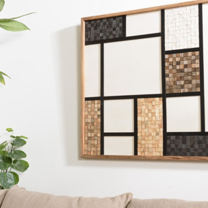 SANDY - Décoration murale 82x82cm mosaïque tricolore bois Pin recyclé