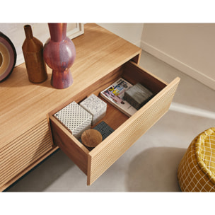 Zapallar - meuble TV - bois et noir - 206 cm - Bois / Noir