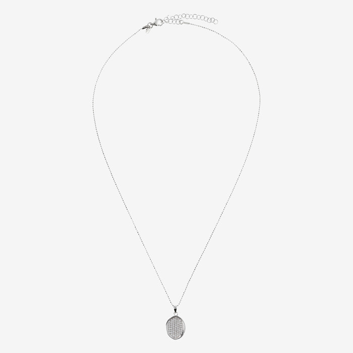 Collana  in Argento 925 con Pendete Ovale in Pavé di Cubic Zirconia
