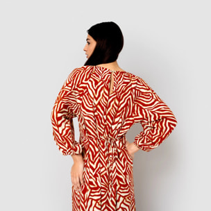 Vestido midi viscosa portabales teja