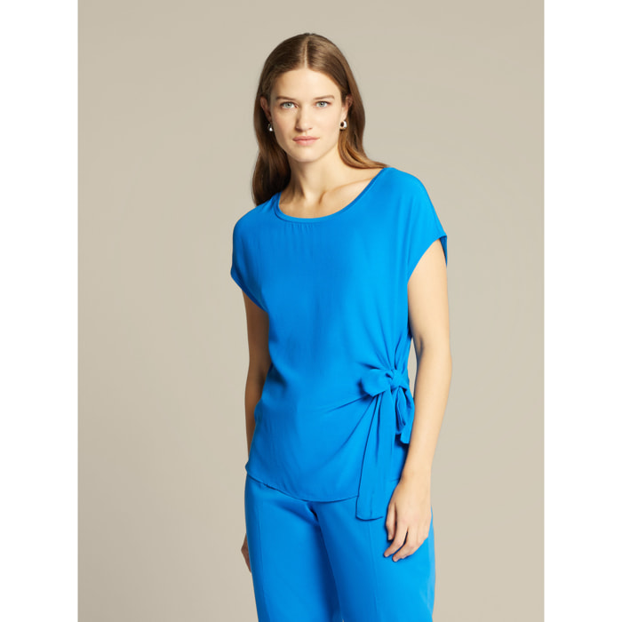 Elena Mirò - T-shirt con nodo sul fianco - Bluette