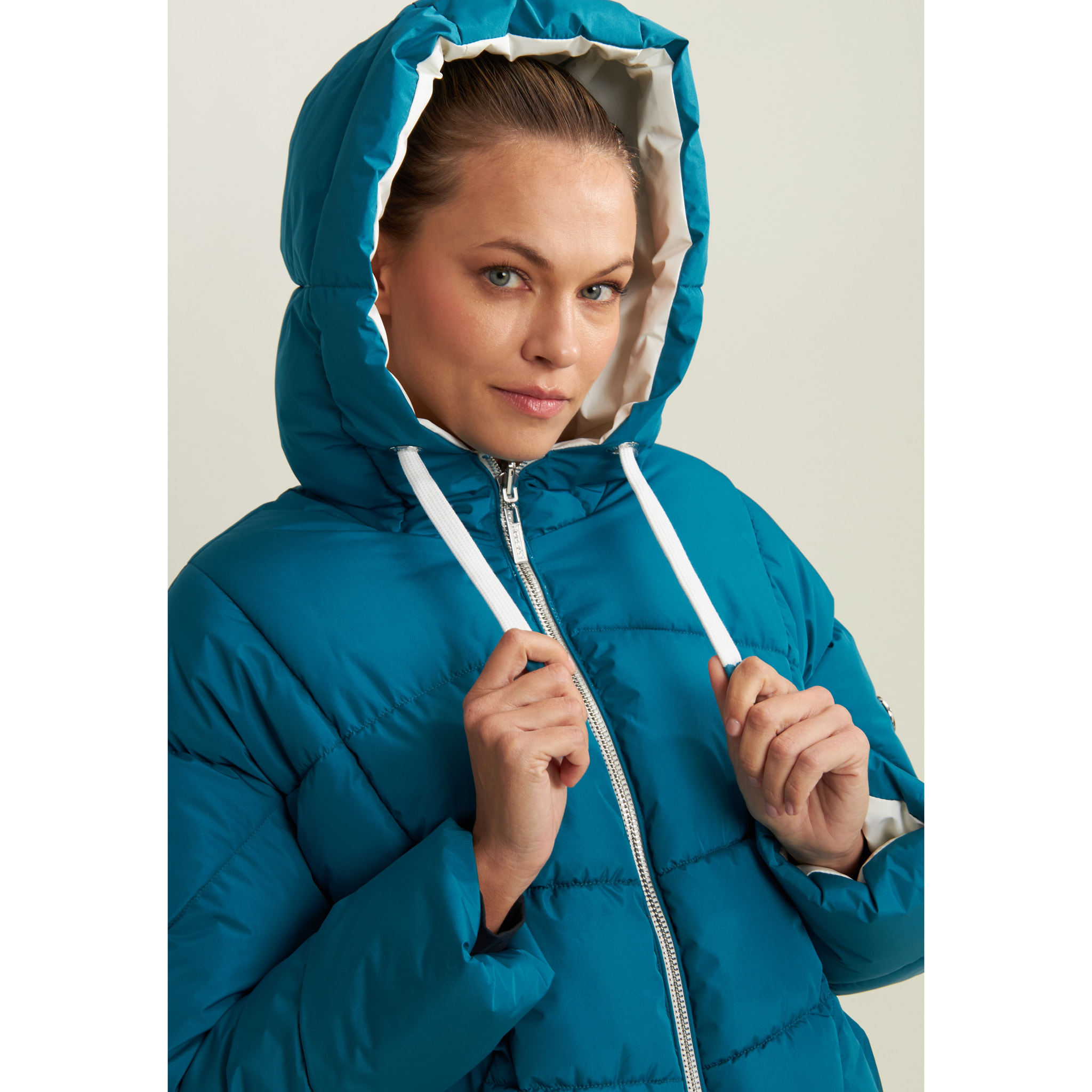 Piumino double-face donna con cappuccio regolabile