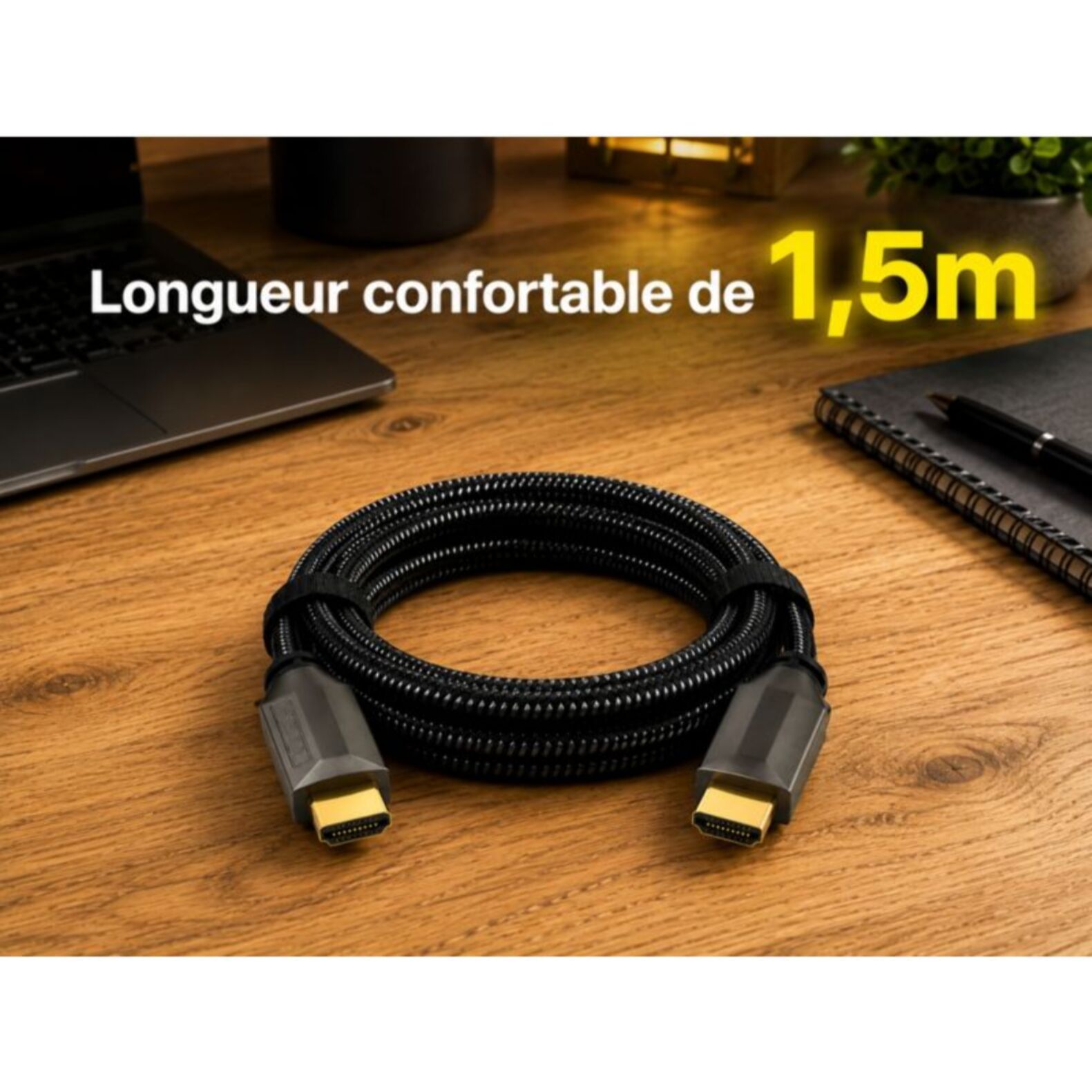 Câble HDMI ADEQWAT 2.1/48Gbps 1.50M Noir