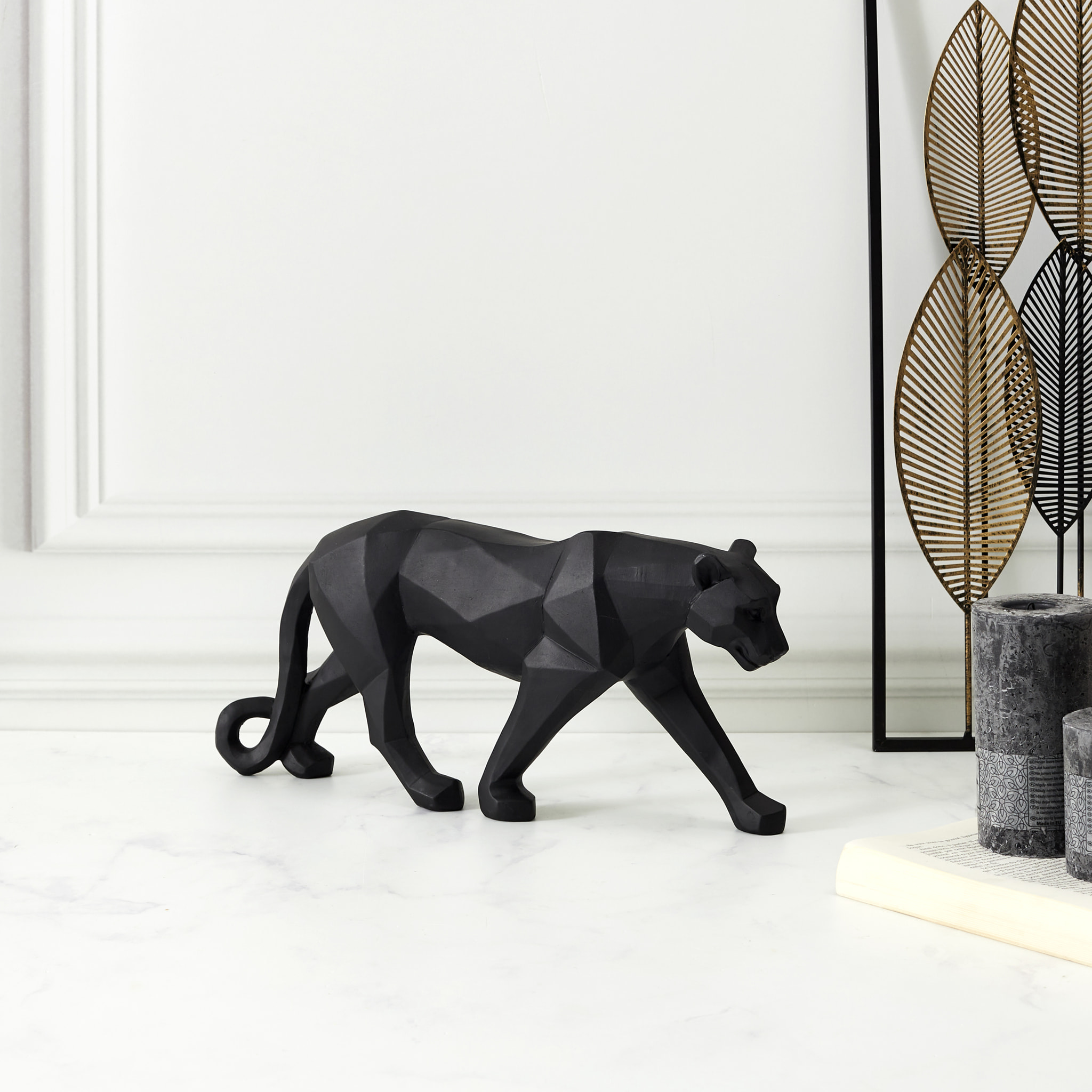 Panthere Origami Noir L40cm