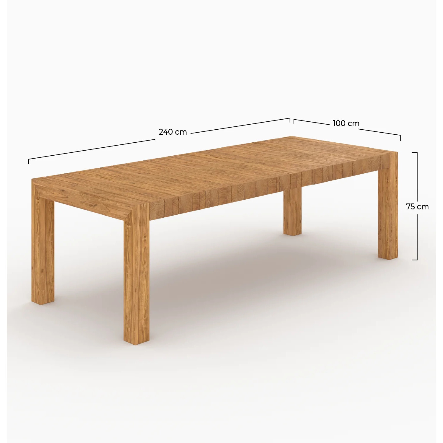 Table de jardin rectangulaire en bois de teck recyclé 10 personnes - Zia