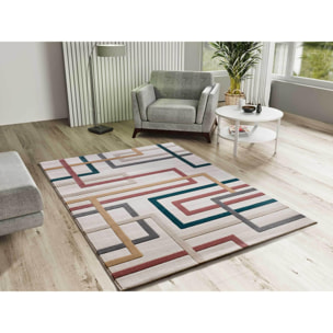 KARISMA Alfombra con formas geométricas en relieve multicolor, varias medidas disponibles.