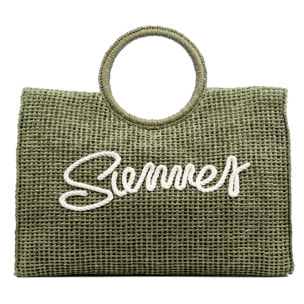 Bérgamo Bolso de mano Mujer. Fabricado en paja trenzada diseño "Summer".