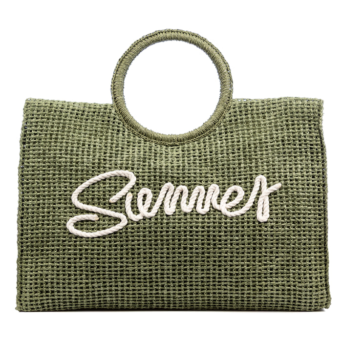 Bérgamo Bolso de mano Mujer. Fabricado en paja trenzada diseño "Summer".