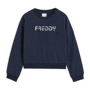 Felpa da bambina comfort fit girocollo con logo glitter
