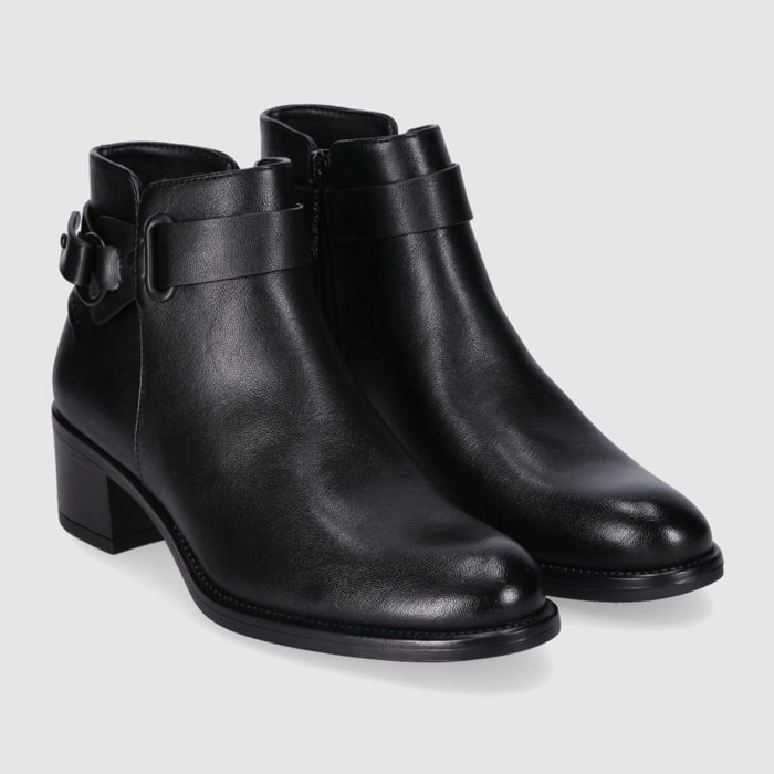 Botines de Piel Sintética - Negro - Tacón: 5 cm
