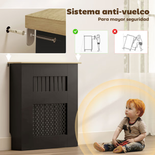 Cubre Radiadores, Cubreradiador de MDF, 78x19x81 cm, Cubierta para Radiador, Diseño Moderno de Listones y Nido de Abeja, para Salón, Dormitorio, Negro