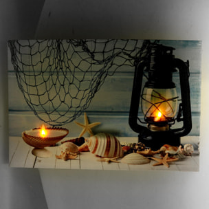 Quadro "mare" con led conchiglie cm60x2,3x40