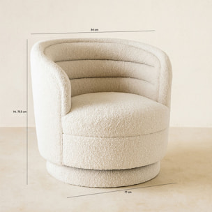 Fauteuil pivotant tissu en bouclette beige LINUS