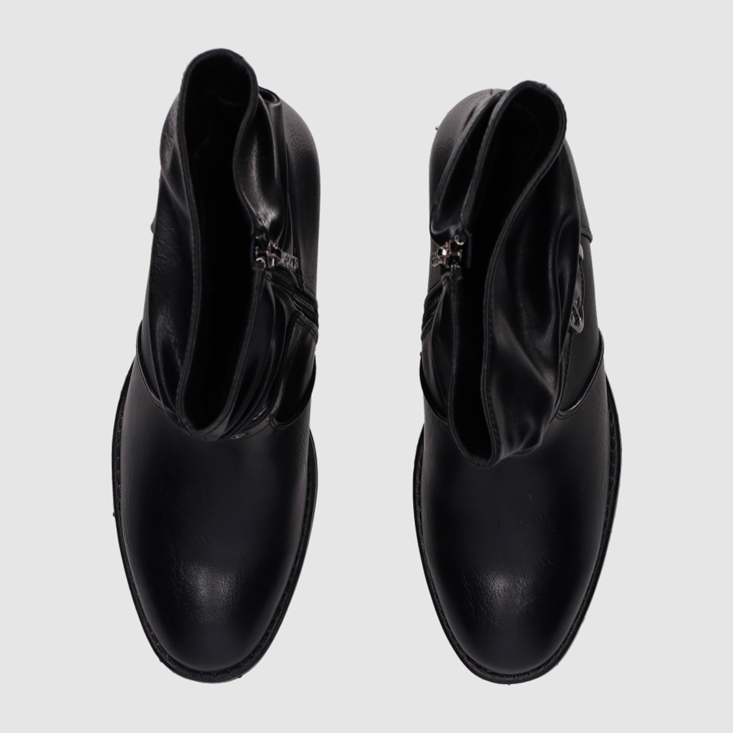 Botines de Piel Sintética - Negro - Tacón: 7 cm