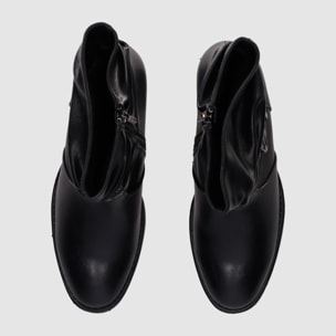 Botines de Piel Sintética - Negro - Tacón: 7 cm